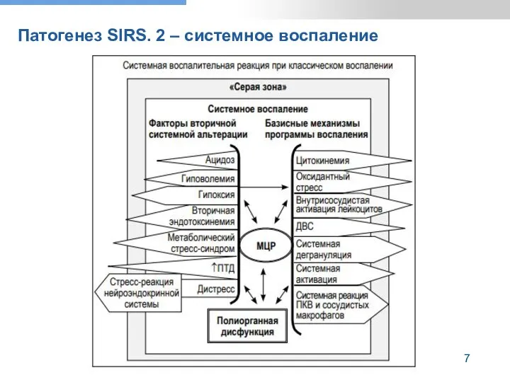 Патогенез SIRS. 2 – системное воспаление