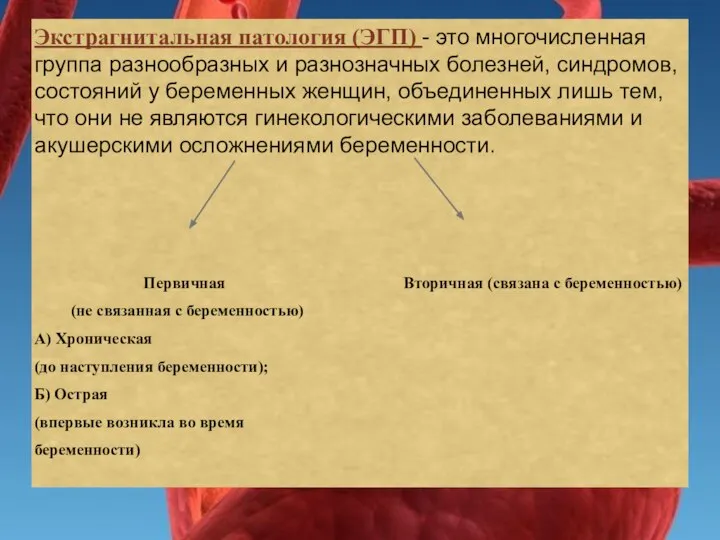 Экстрагнитальная патология (ЭГП) - это многочисленная группа разнообразных и разнозначных болезней, синдромов,