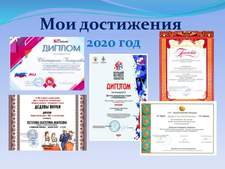 Мои достижения 2020 год