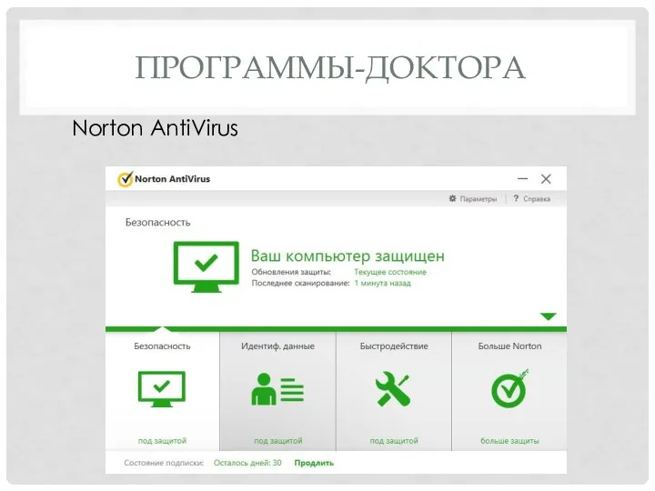 ПРОГРАММЫ-ДОКТОРА Norton AntiVirus