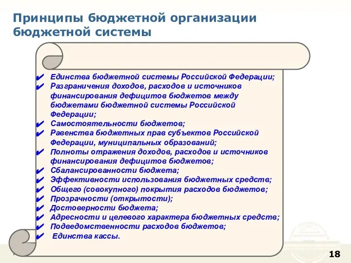 Принципы бюджетной организации бюджетной системы Государственные и муниципальные финансы Единства бюджетной системы