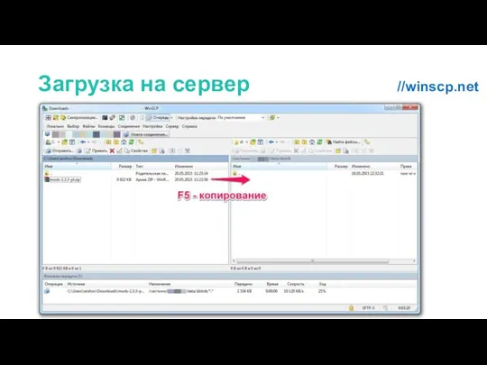 Загрузка на сервер //winscp.net