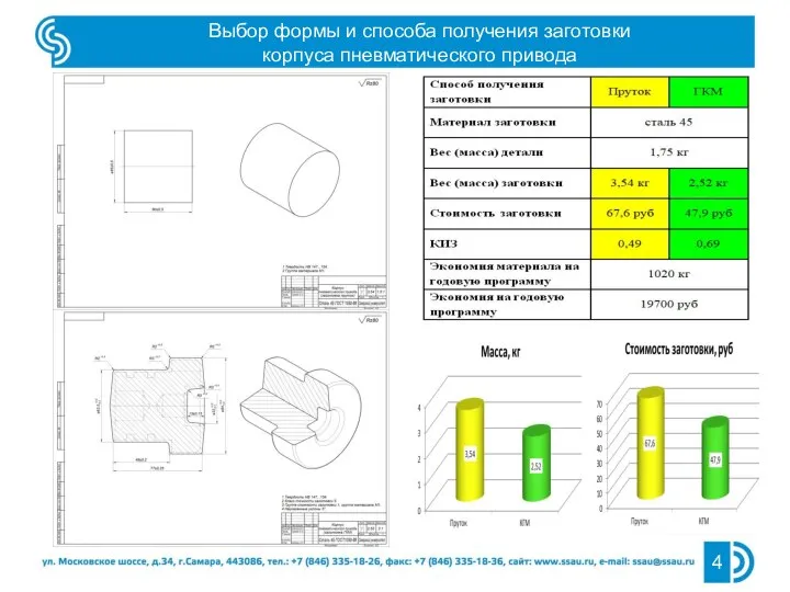 Выбор формы и способа получения заготовки корпуса пневматического привода