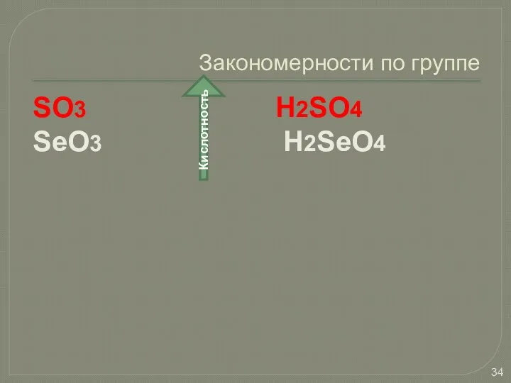 Закономерности по группе SO3 H2SO4 SeO3 H2SeO4 Кислотность