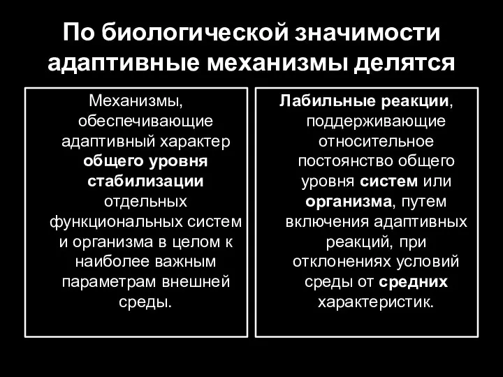 По биологической значимости адаптивные механизмы делятся Механизмы, обеспечивающие адаптивный характер общего уровня