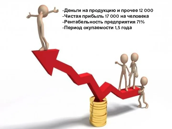 -Деньги на продукцию и прочее 12 000 -Чистая прибыль 17 000 на