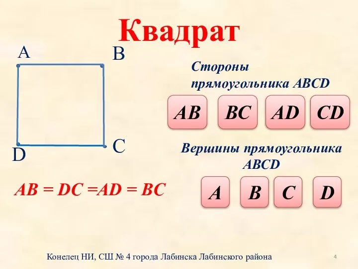 Квадрат А В D С Стороны прямоугольника АВСD АВ ВС АD СD