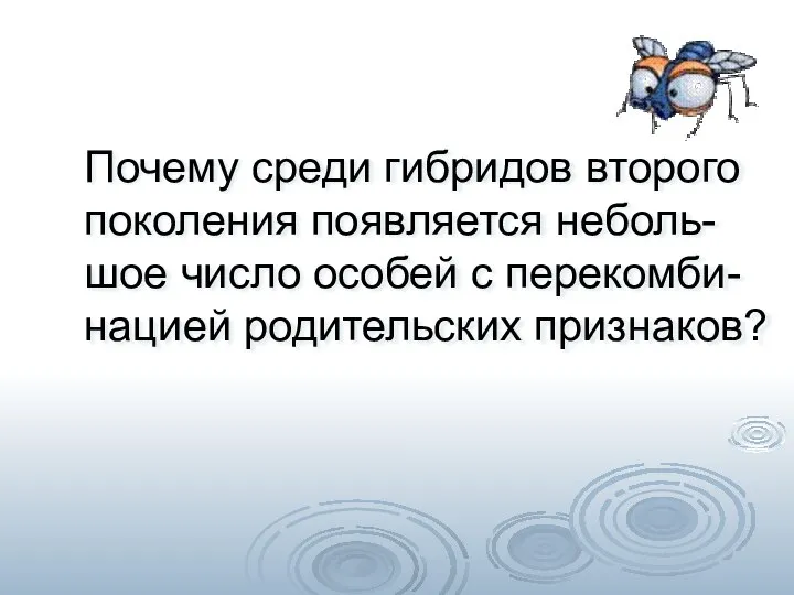 Почему среди гибридов второго поколения появляется неболь-шое число особей с перекомби-нацией родительских признаков?