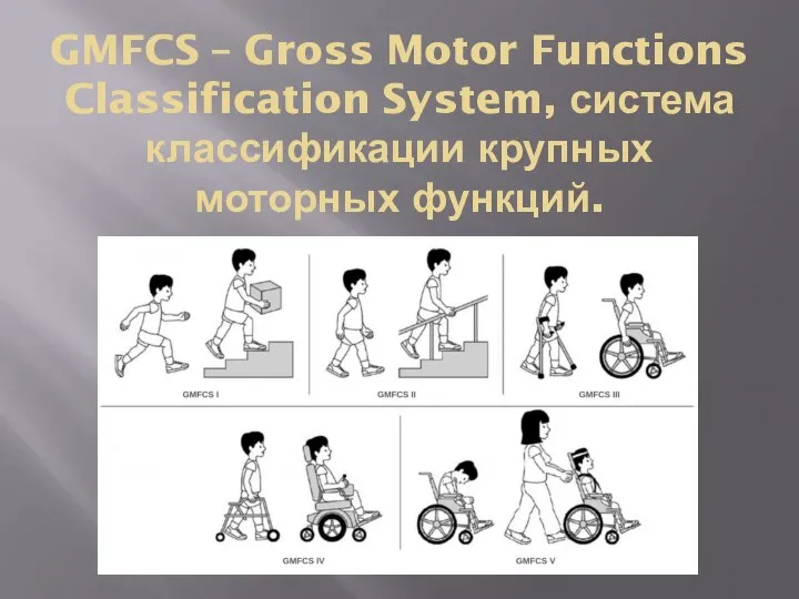 GMFCS – Gross Motor Functions Classification System, система классификации крупных моторных функций.