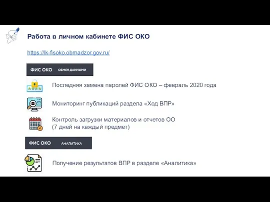 https://lk-fisoko.obrnadzor.gov.ru/ Работа в личном кабинете ФИС ОКО Получение результатов ВПР в разделе