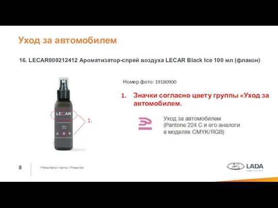 Presentation name / Presenter 16. LECAR000212412 Ароматизатор-спрей воздуха LECAR Black Ice 100