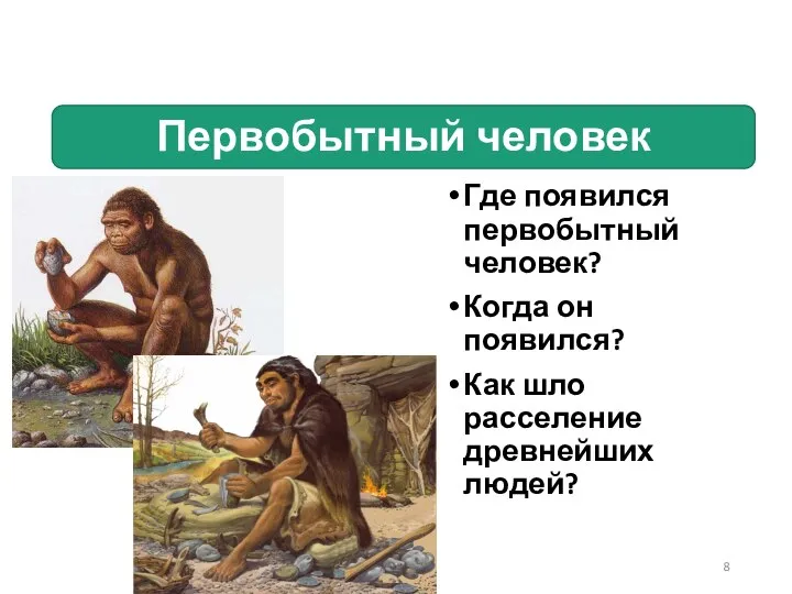 Первобытный человек Где появился первобытный человек? Когда он появился? Как шло расселение древнейших людей?