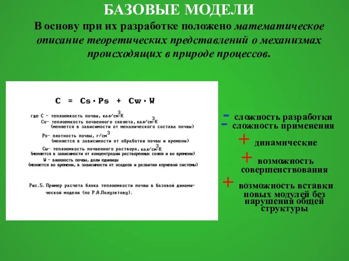 БАЗОВЫЕ МОДЕЛИ В основу при их разработке положено математическое описание теоретических представлений