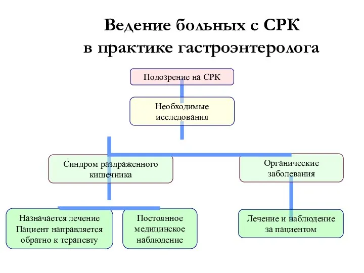 Ведение больных с СРК в практике гастроэнтеролога Подозрение на СРК Необходимые исследования