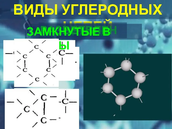 ВИДЫ УГЛЕРОДНЫХ ЦЕПЕЙ ПРЯМЫЕ РАЗВЕТВЛЕННЫЕ ЗАМКНУТЫЕ В ЦИКЛЫ