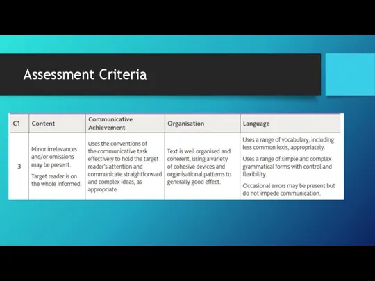 Assessment Criteria