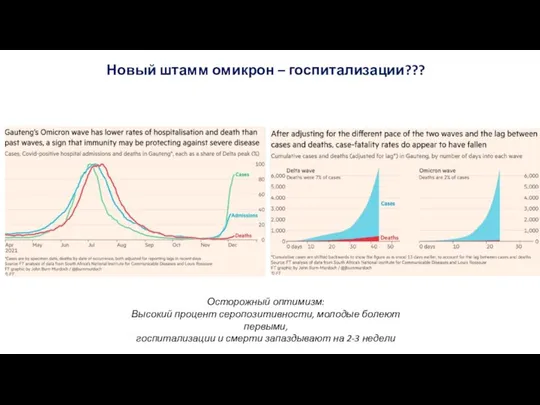 Новый штамм омикрон – госпитализации??? Осторожный оптимизм: Высокий процент серопозитивности, молодые болеют