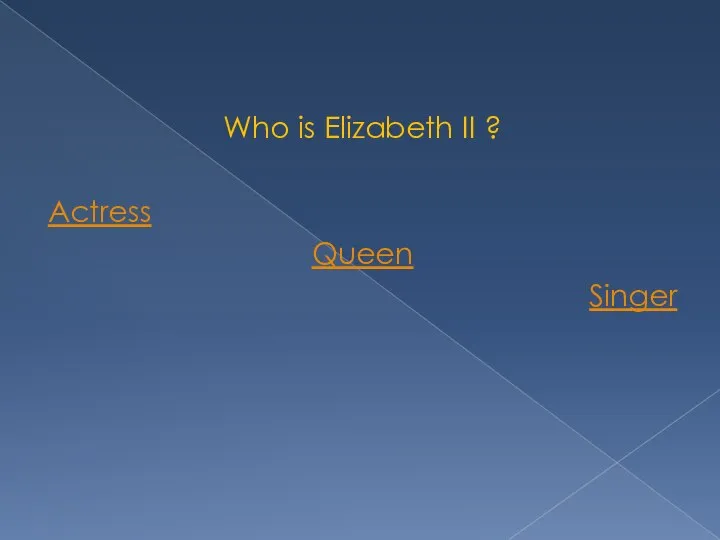 Who is Elizabeth II ? Actress Queen Singer