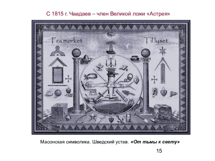 Масонская символика. Шведский устав. «От тьмы к свету» С 1815 г. Чаадаев