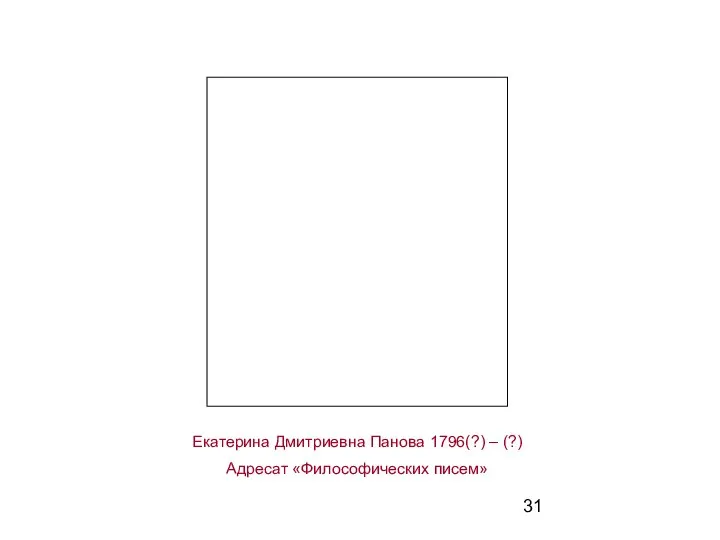 Екатерина Дмитриевна Панова 1796(?) – (?) Адресат «Философических писем»