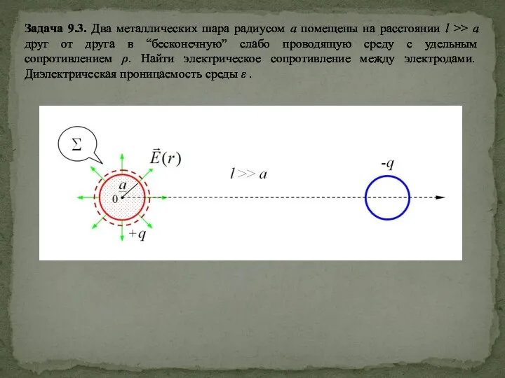 Задача 9.3. Два металлических шара радиусом a помещены на расстоянии l >>