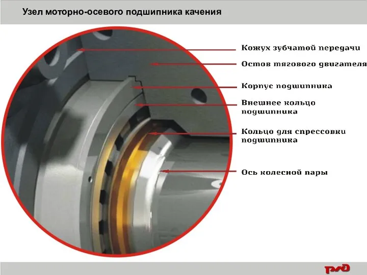 Узел моторно-осевого подшипника качения