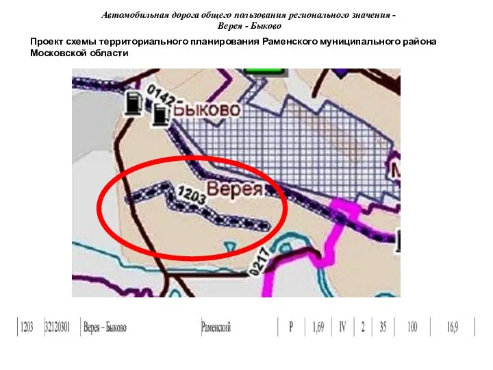 Автомобильная дорога общего пользования регионального значения - Верея - Быково Проект схемы