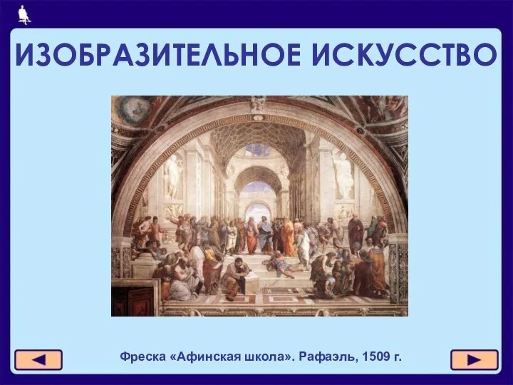 ИЗОБРАЗИТЕЛЬНОЕ ИСКУССТВО Фреска «Афинская школа». Рафаэль, 1509 г.