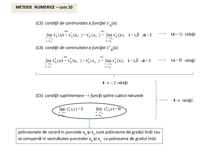 METODE NUMERICE – curs 10 (C3) condiţii de continuitate a funcţiei s’Δ(x):