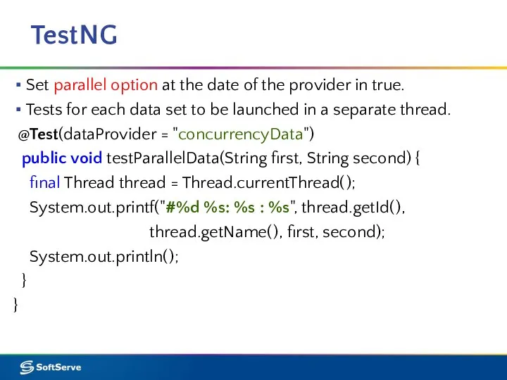 TestNG Set parallel option at the date of the provider in true.