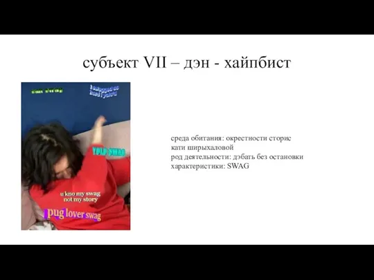 субъект VII – дэн - хайпбист среда обитания: окрестности сторис кати ширыхаловой