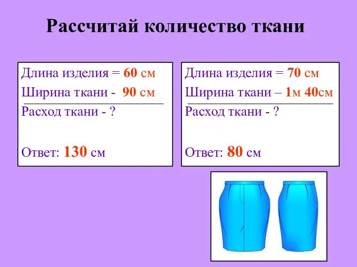 Рассчитай количество ткани Длина изделия = 60 см Ширина ткани - 90