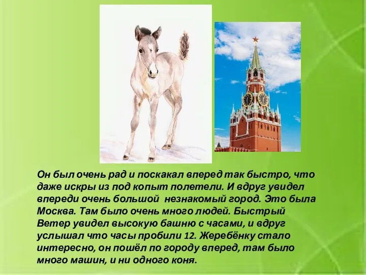 Он был очень рад и поскакал вперед так быстро, что даже искры