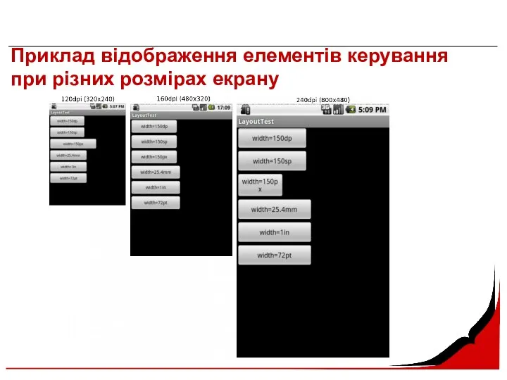 Приклад відображення елементів керування при різних розмірах екрану