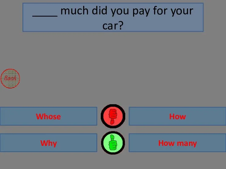 How Why How many Whose ____ much did you pay for your car?