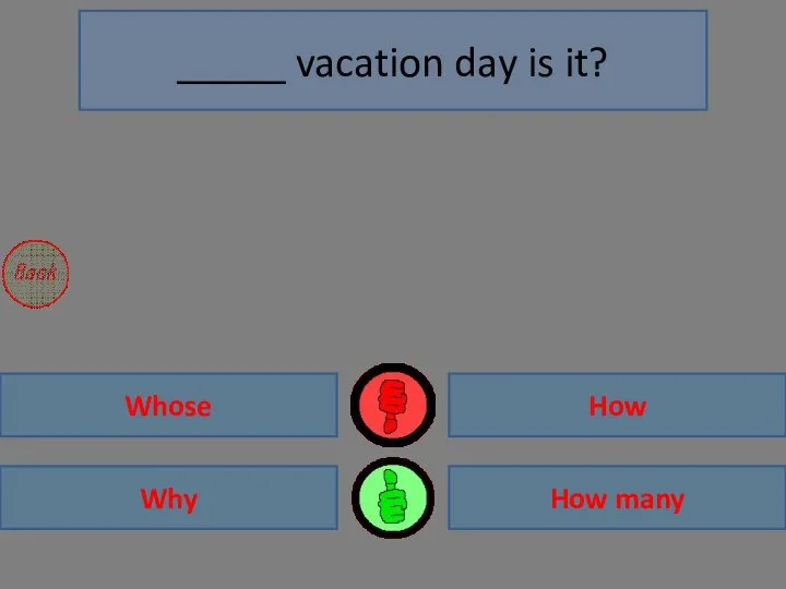Why How many Whose How _____ vacation day is it?