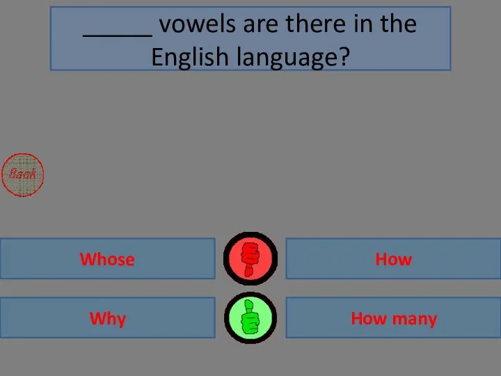 How How many Whose Why _____ vowels are there in the English language?