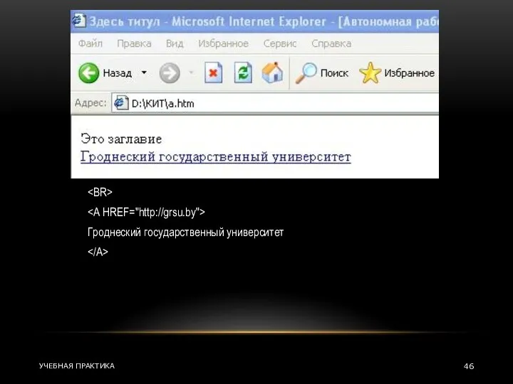 Гроднеский государственный университет УЧЕБНАЯ ПРАКТИКА