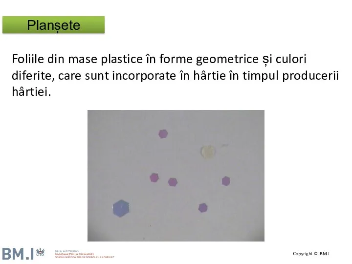 Recyclingpapier Foliile din mase plastice în forme geometrice și culori diferite, care