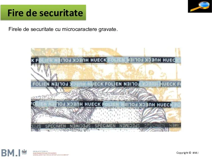 Fire de securitate Firele de securitate cu microcaractere gravate.