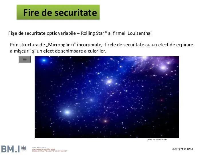 Fișe de securitate optic variabile – Rolling Star® al firmei Louisenthal Fire