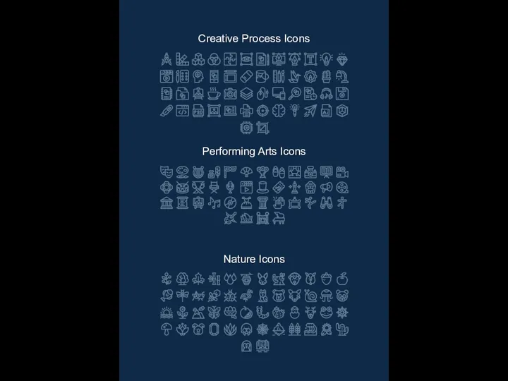 Creative Process Icons Performing Arts Icons Nature Icons