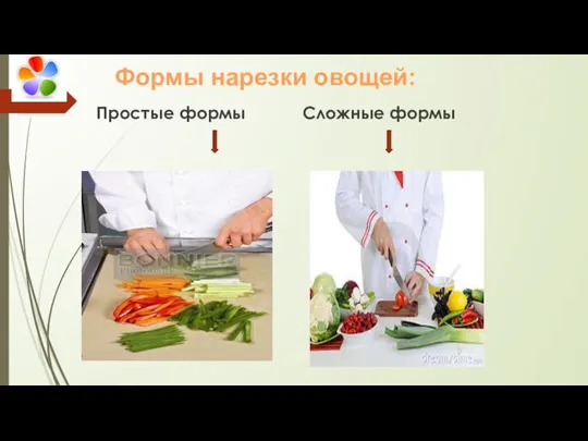Простые формы Сложные формы Формы нарезки овощей: