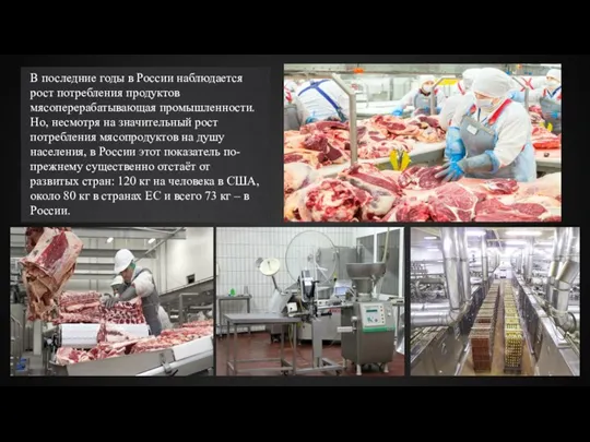 В последние годы в России наблюдается рост потребления продуктов мясоперерабатывающая промышленности. Но,