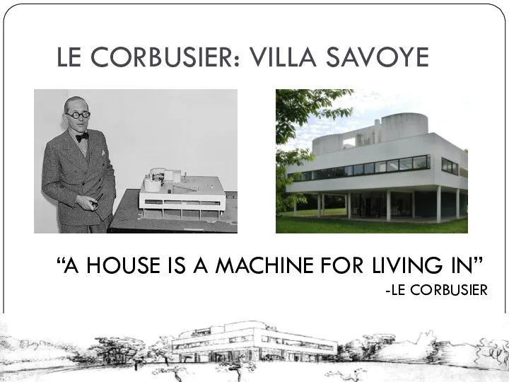 LE CORBUSIER: VILLA SAVOYE “A HOUSE IS A MACHINE FOR LIVING IN” -LE CORBUSIER