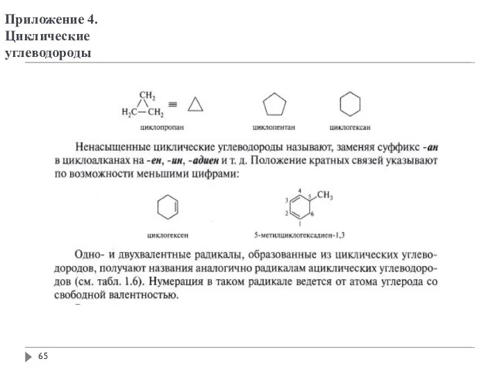 Приложение 4. Циклические углеводороды