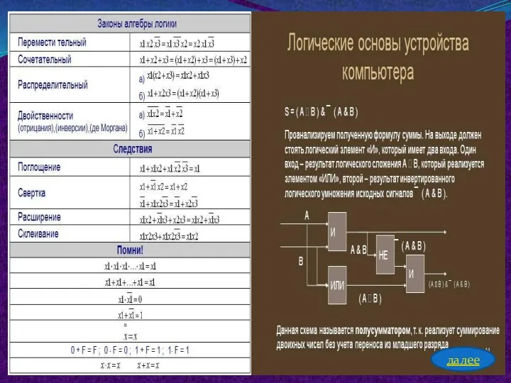 далее