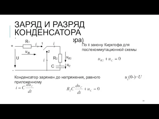 ЗАРЯД И РАЗРЯД КОНДЕНСАТОРА (разряд конденсатора) По II закону Кирхгофа для послекоммутационной