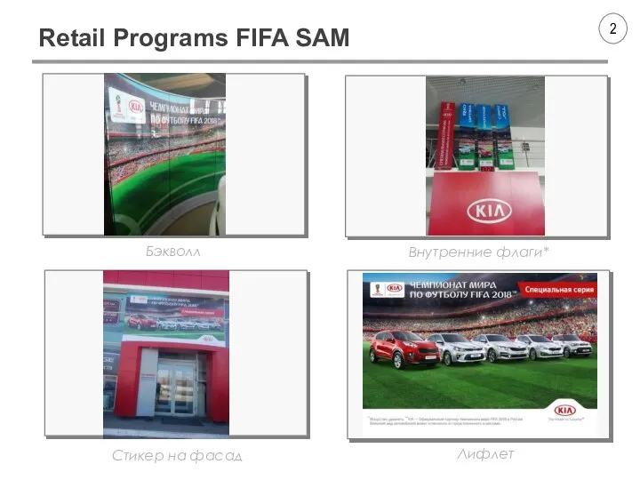 Retail Programs FIFA SAM Бэкволл Внутренние флаги* Лифлет Стикер на фасад