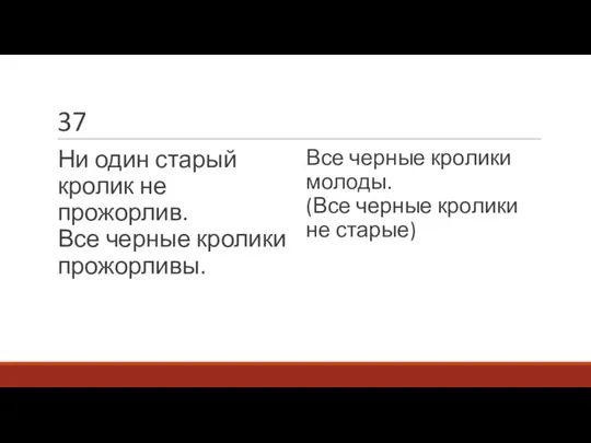 37 Ни один старый кролик не прожорлив. Все черные кролики прожорливы. Все